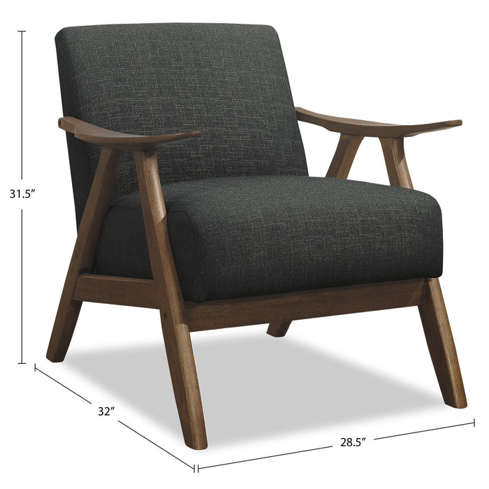 Kyra 28.5\" Linen-Look Fabric Accent Chair with Curved Arms and Wood Frame - Grey 