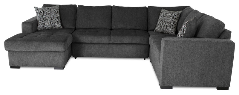 Legend 4-Piece Left-Facing Chenille Sleeper Sectional - Pepper 