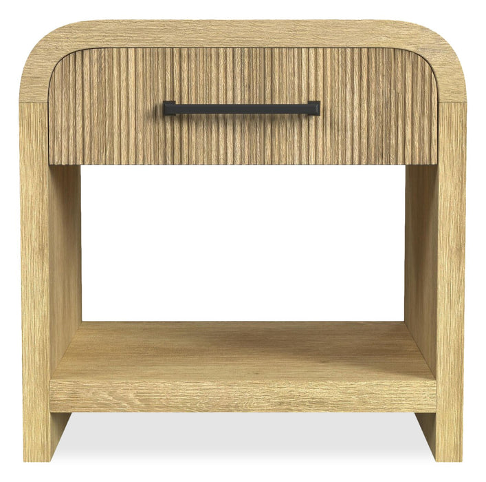 Lenore 24” Modern End Table with Storage, Shelf and USB Port - Natural