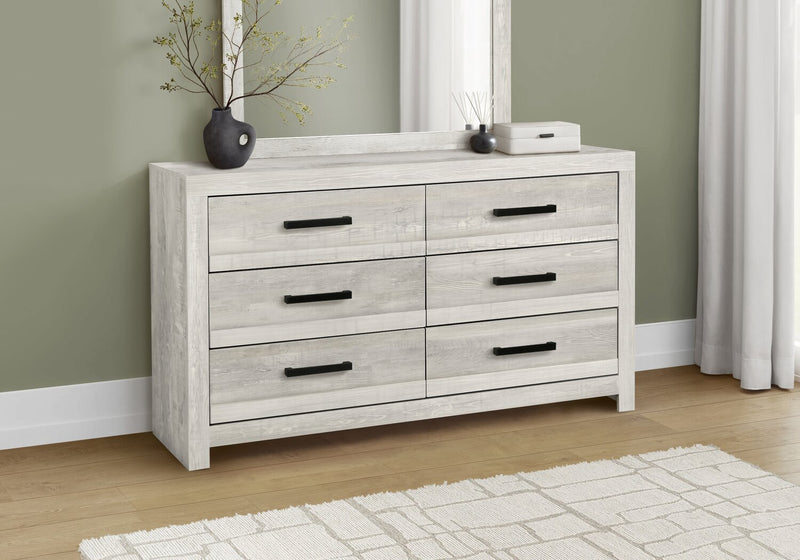 Aspen Bedroom 6-Drawer Dresser, 59\"W x 33\"H - Grey