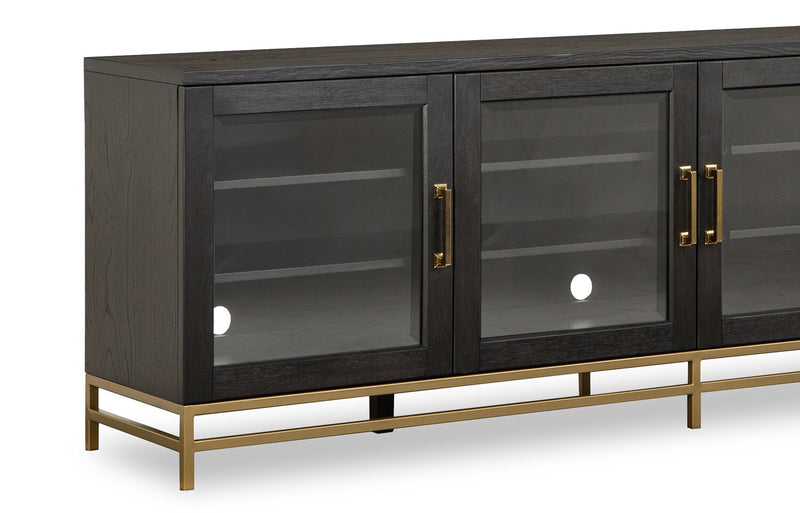 Cresset 84” Modern Solid Wood TV Stand with Storage and Cable Management for TVs up to 90\" - Coffee