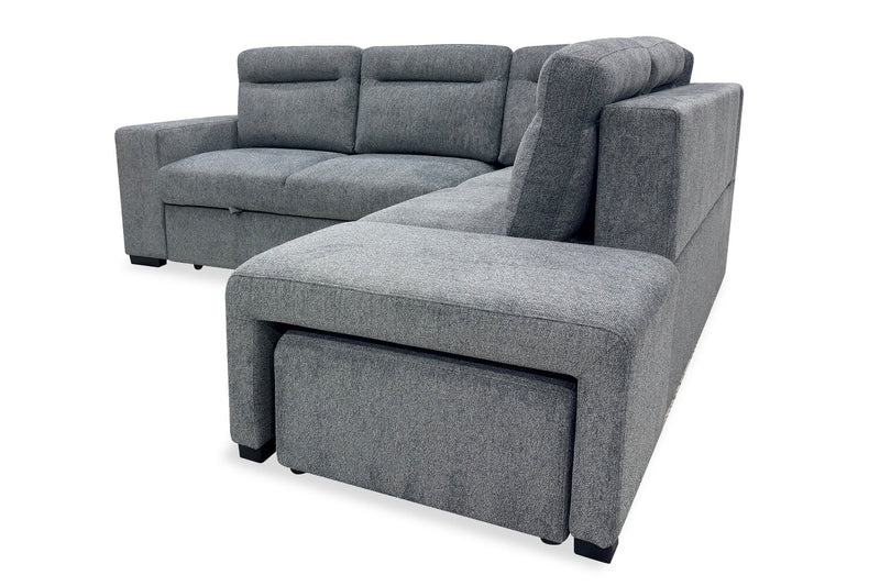 Coast 3-Piece Right-Facing Fabric Sleeper Sectional with Storage and Ottoman – Smoke