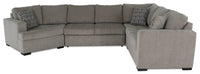 Made in Canada Legend 4-Piece Left-Facing Chenille Fabric Cuddler Sleeper Sectional - Platinum Beige 