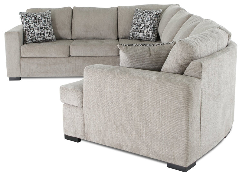 Legend 3-Piece Right-Facing Chenille Cuddler Sleeper Sectional - Platinum 