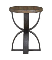 Brewer 20” Industrial Solid Wood Round End Table - Rustic Honey 