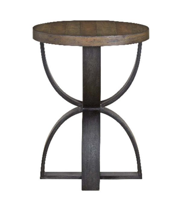 Brewer 20” Industrial Solid Wood Round End Table - Rustic Honey
