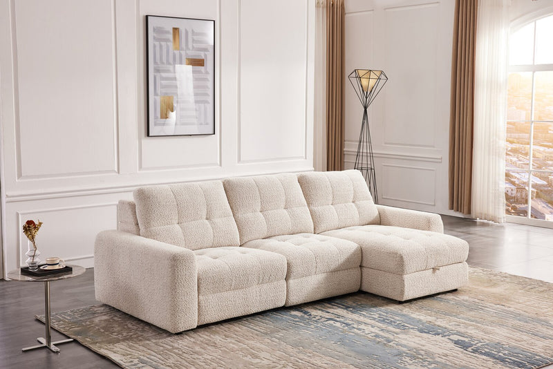 Scott Living Elevate Modular 115\" Chenille Fabric Right-Facing 3-Piece Sectional with Chaise - Beige
