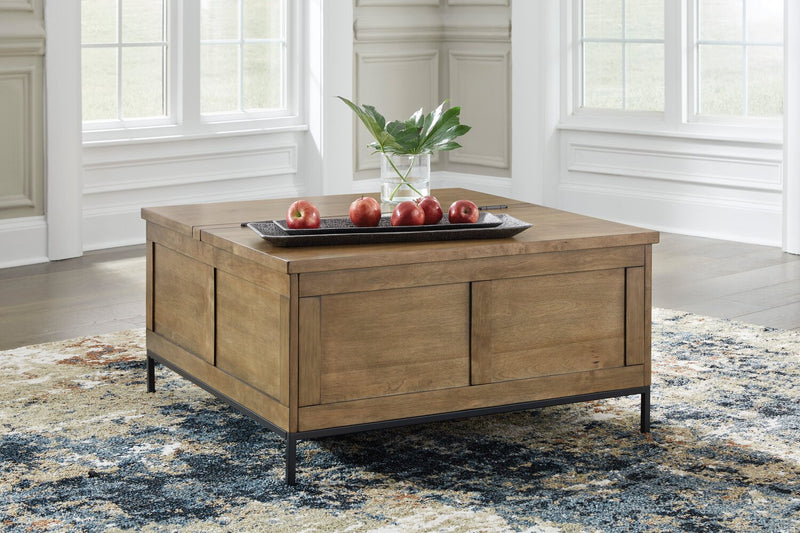 York 36” Rustic Solid Wood Lift Top Coffee Table with Storage - Brown