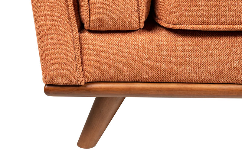 Kort & Co. Kassia 65.4\" Linen-Look Fabric Loveseat with Wood Base and Legs - Orange 