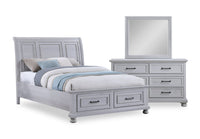 Kylie 5pc Bedroom Set with Storage Bed, Dresser & Mirror, Sand - Queen Size 