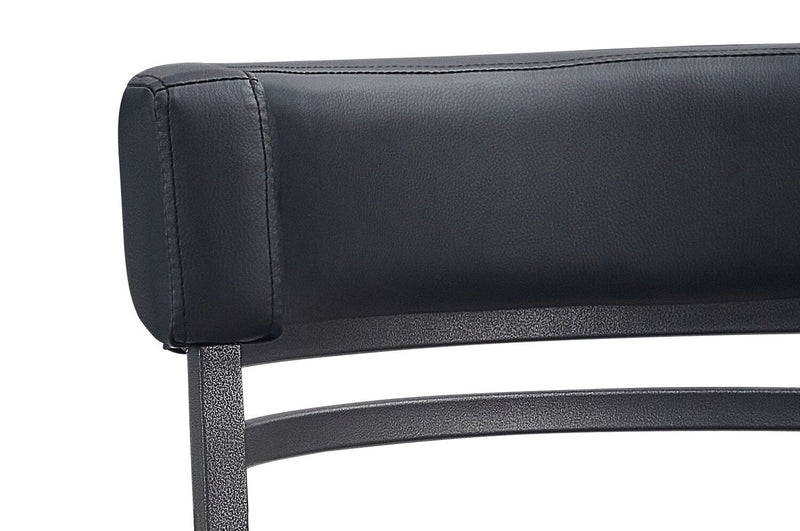 Mila Counter-Height Stool with Swivel Seat & Vegan Leather Fabric, 25\"H, Metal - Black 