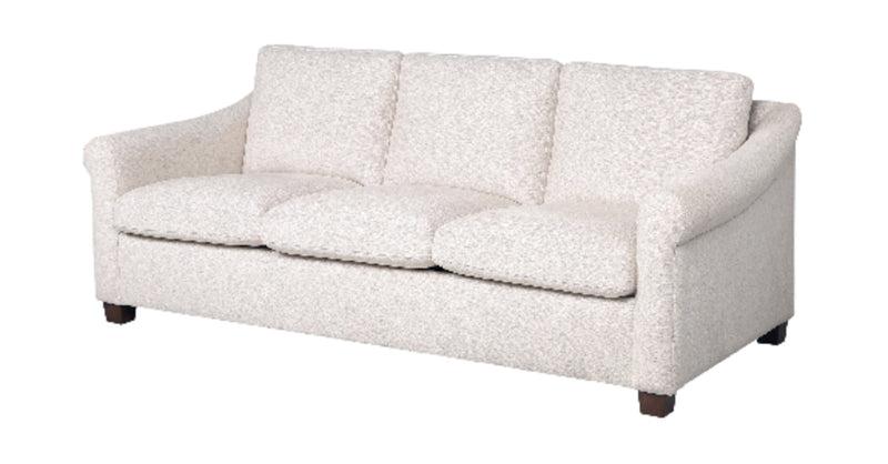 Mallie 84\" Shell White Chenille Fabric Sofa with Rolled Arms and Wood Legs