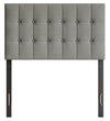 Ellis Upholstered Headboard in Grey Fabric, Button Tufted - Twin Size 