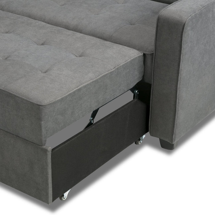 Cory 59\" Velvet Fabric Klik Klak Futon with Tufting - Grey 