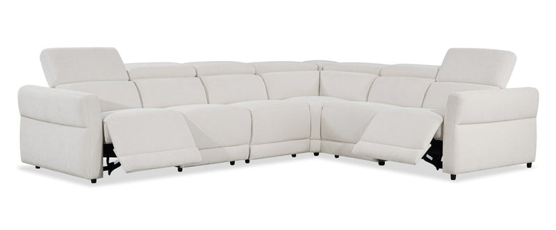 Cindy Crawford Home Aspen 4-Piece Power Reclining Sectional with Reclining Armless Chair - Alabaster
