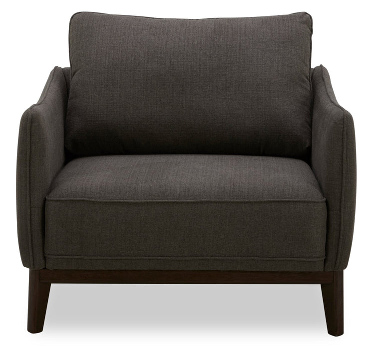 Cindy Crawford Home Gena 38.5\" Charcoal Grey Linen-Look Fabric Chair with Removable Back Cushion