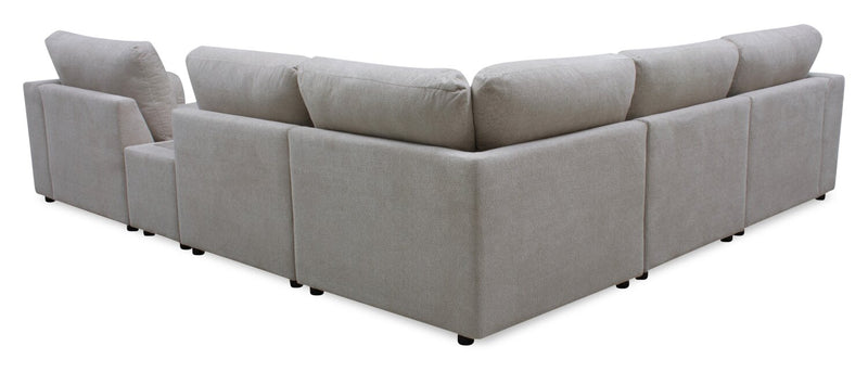 Voyage Modular 6-Piece Left-Facing Fabric Sectional with Console and Removable Back Cushions – Beige