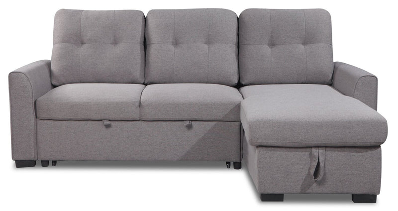 Carter 2-Piece Right-Facing Linen-Look Fabric Sleeper Sectional with Storage Chaise - Solis Grey 