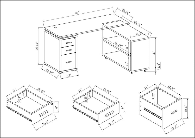 Oliver Corner Desk with Storage and USB Ports - Grey
