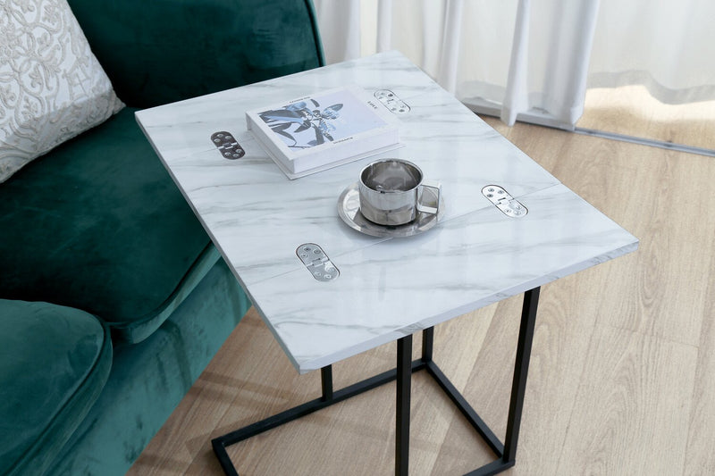 Pia Foldable Chairside Table - White