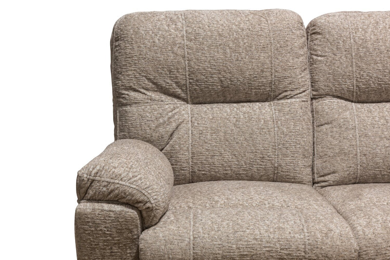 Canadian Made Dawson 87\" Fabric Power Reclining Sofa with USB Port and Accent Pillows - Beige