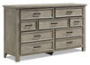 Levi Bedroom 9-Drawer Dresser, 67\"W x 38\"H, Wood - Drift Grey 