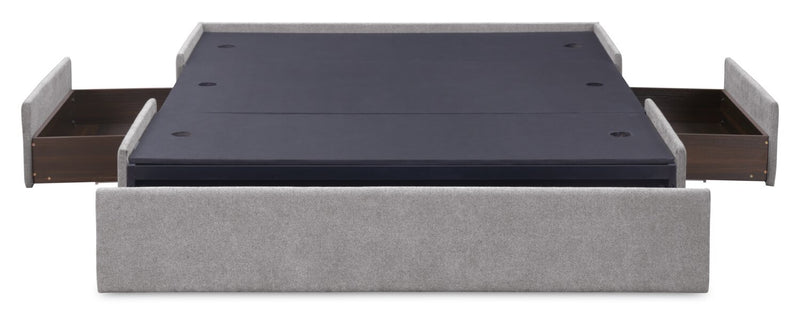 Amos Grey Upholstered Storage Bed with Tufted Headboard - Full