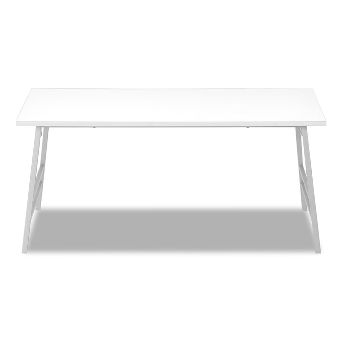 Atlas 40\" Modern Coffee Table - White Top with Grey Metal Legs