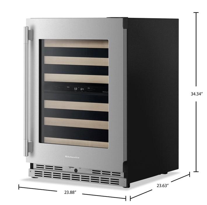 Kitchenaid® 24\" Undercounter Wine Cellar with Full-Extension Wood-Front Racks - KUWR524SPS