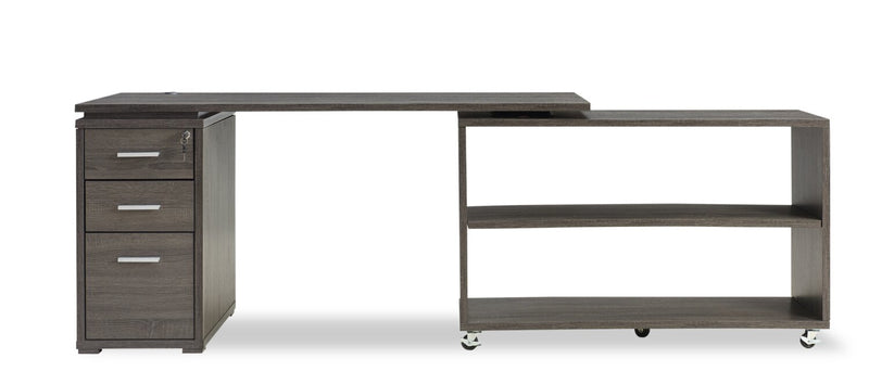 Oliver Corner Desk with Storage and USB Ports - Grey