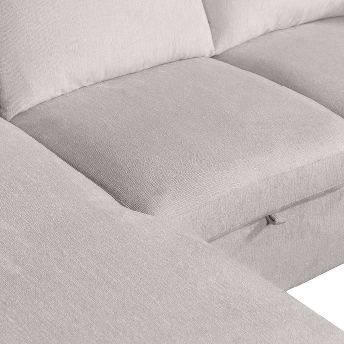 Envy 2-Piece Left-Facing Chenille Fabric Sleeper Sectional with Storage Chaise - Fog Grey