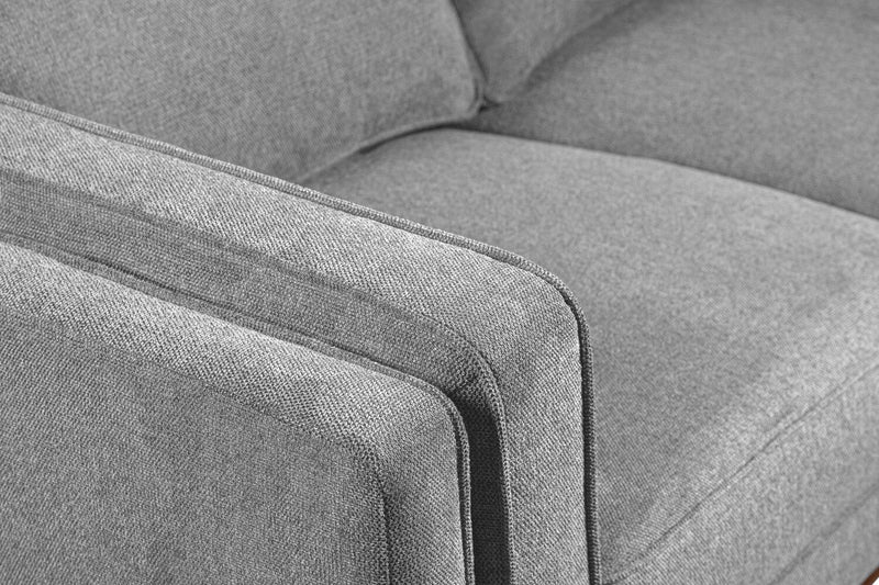 Kort & Co. Kassia 90.6\" Linen-Look Fabric Sofa with Wood Base and Legs - Grey 
