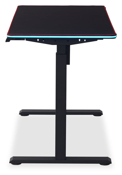 Finch 47\" Gaming Office Desk with Electric Height Adjustment and RGB Lighting – Black and Red Piping 