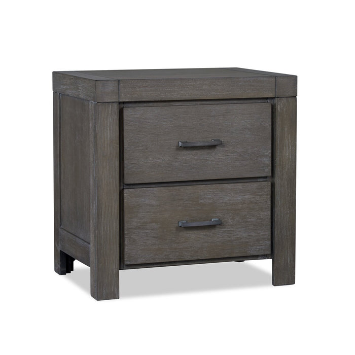 Koda Bedside 2-Drawer Nightstand, 23.7\"W x 23.7\"H, Acacia Wood - Grey 