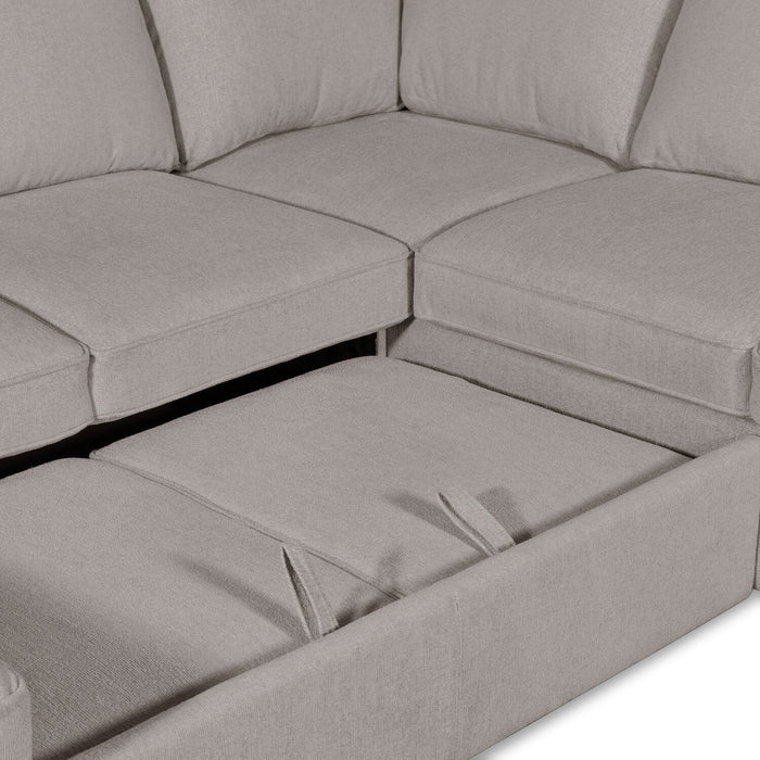 Scott Living Haven 3-Piece Left-Facing Chenille Fabric Sleeper Sectional with Storage Chaise - Grey 