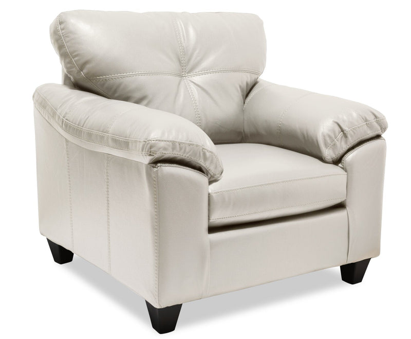 Made in Canada Addison 42\" Leather-Look Fabric Chair with Removable Seat Cushion and Tufting - Beige 