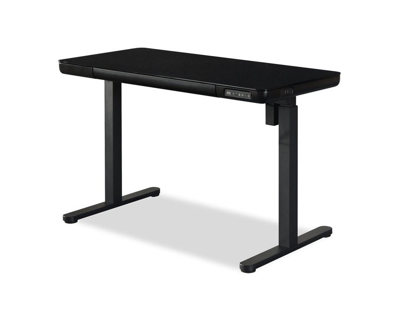 Metro 47.24” Height-Adjustable Office Desk with Storage and USB Ports - Black