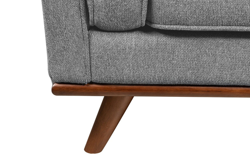 Kort & Co. Kassia 40.9\" Linen-Look Fabric Chair with Wood Base and Legs - Grey 
