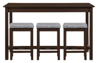 Noah 60” Modern Dinette with 3 Counter-Height Stools and USB Ports - Espresso 