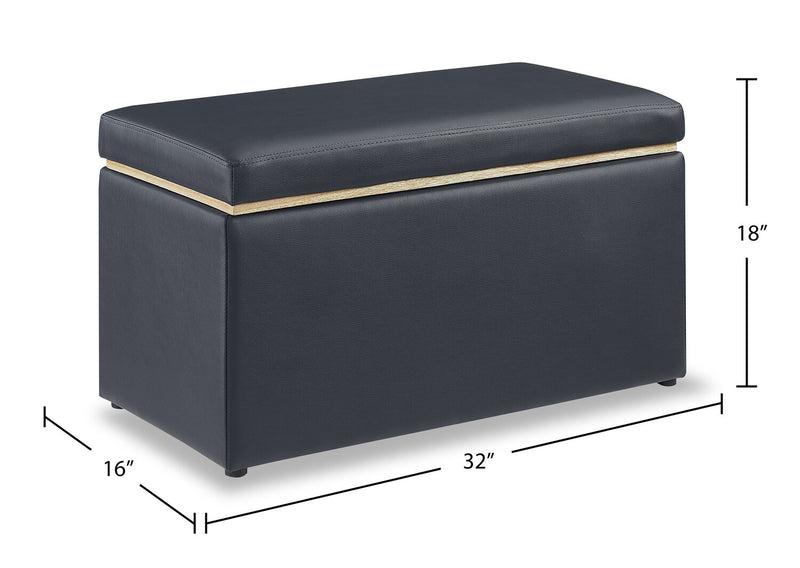 Edmonton Rectangular Storage Ottoman - Navy