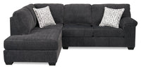 Made in Canada Morgan 2-Piece Left-Facing Chenille Fabric Sectional with Accent Pillows - Grey 