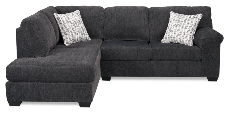 Made in Canada Morgan 2-Piece Left-Facing Chenille Fabric Condo Size Sectional with Accent Pillows - Grey