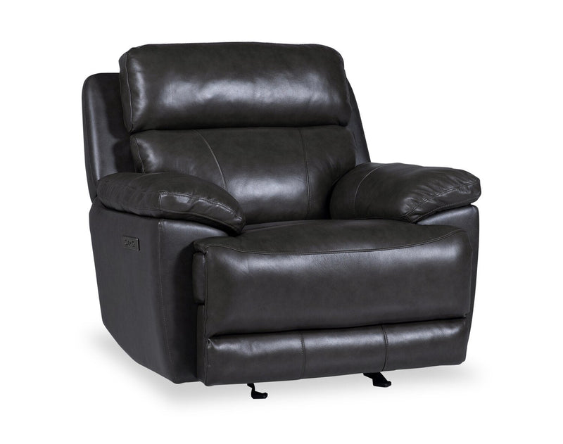 Sorrento 42\" Genuine Leather Power Reclining Chair with USB Port - Charcoal Grey 