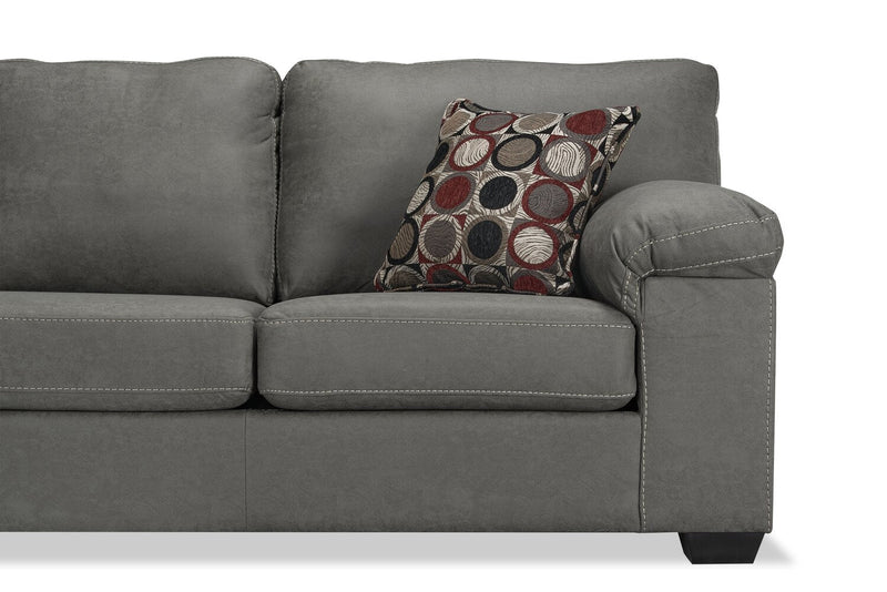 Made in Canada Morty 2-Piece Left-Facing Leather-Look Fabric Sectional with Accent Pillows - Grey 