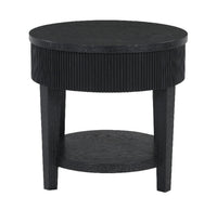 Sanford 24” Contemporary Round Solid Wood End Table with Storage - Black