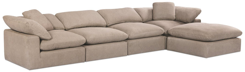 Eclipse 5-Piece Linen-Look Fabric Modular Sectional with Ottoman - Slate