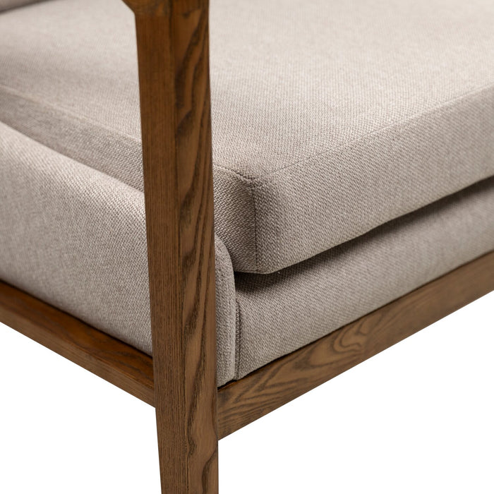 Echo 27.95\" Beige Fabric Accent Chair with Wood Arms and Legs