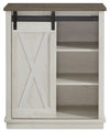 Bristow 31” Accent Cabinet with Shelves and Sliding Barn Door - White Oak