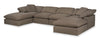 Eclipse Modular 6-Piece Linen-Look Fabric Sectional with Ottomans and Reversible Feather Down Cushions - Slate Grey 