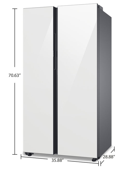 Samsung 36\" 22.6 Cu. Ft. Side-by-Side with Beverage Centre Refrigerator - White Glass - RS23CB760012… 